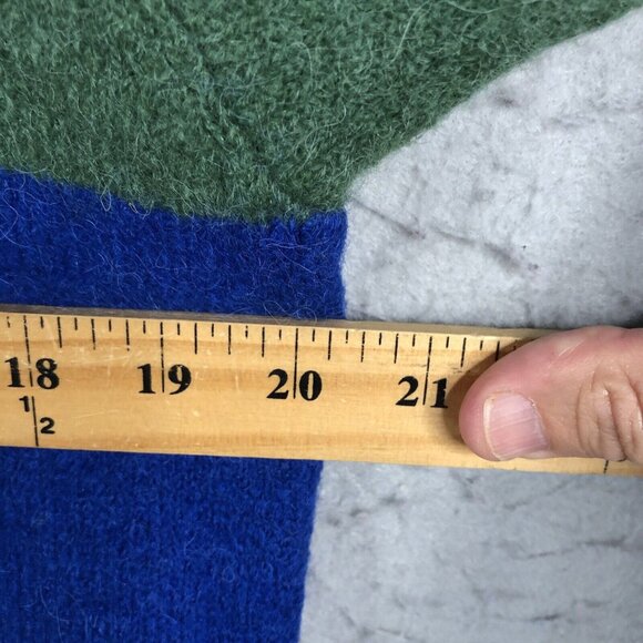 AYR Sweater Women Medium Green Blue Camel Alpaca Wool Blend The Kick Back Fuzzy - Picture 4 of 14